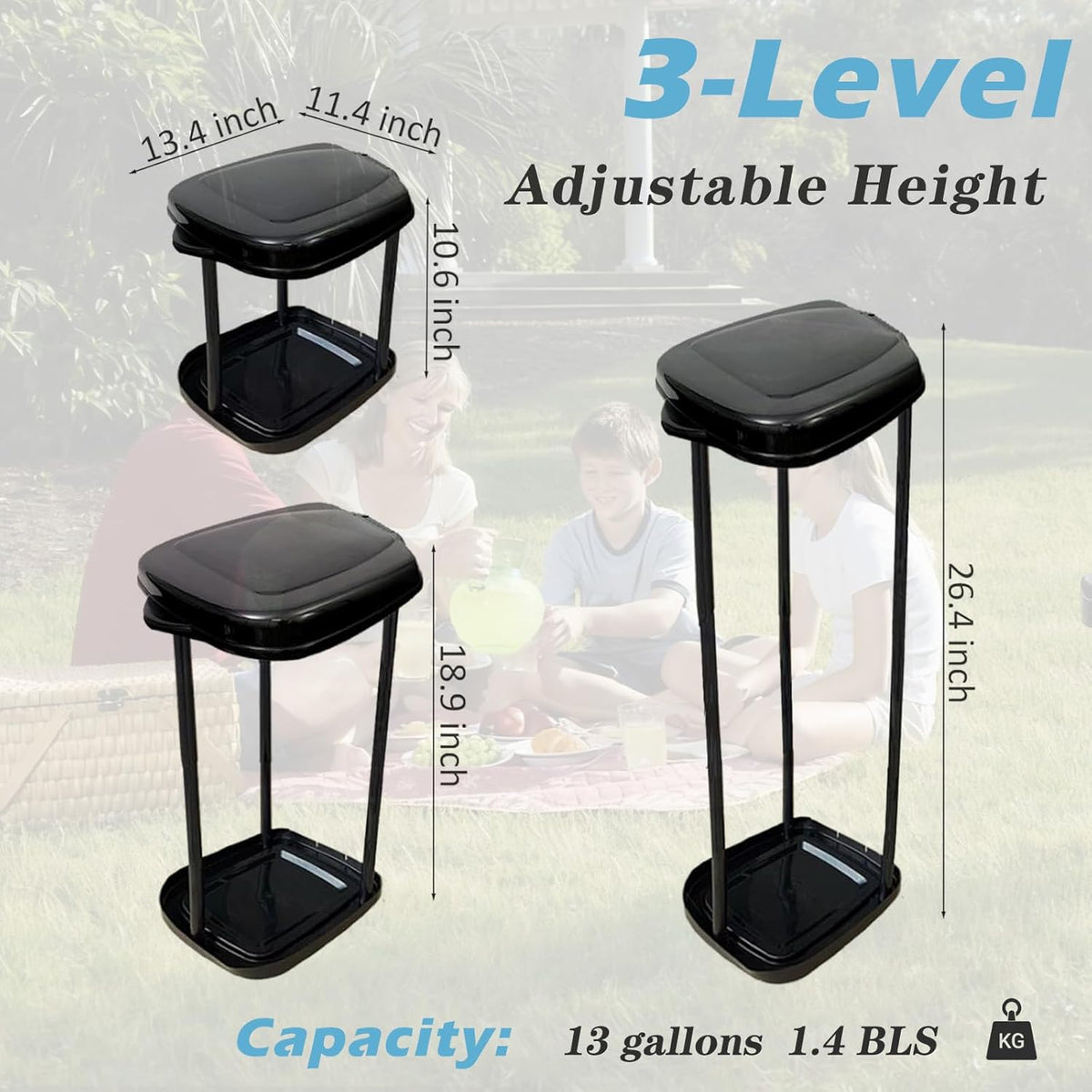 Collapsible Trash Bag Holder Portable Garbage Bin Holder Stand for Kitchen Outside 13 Gallon