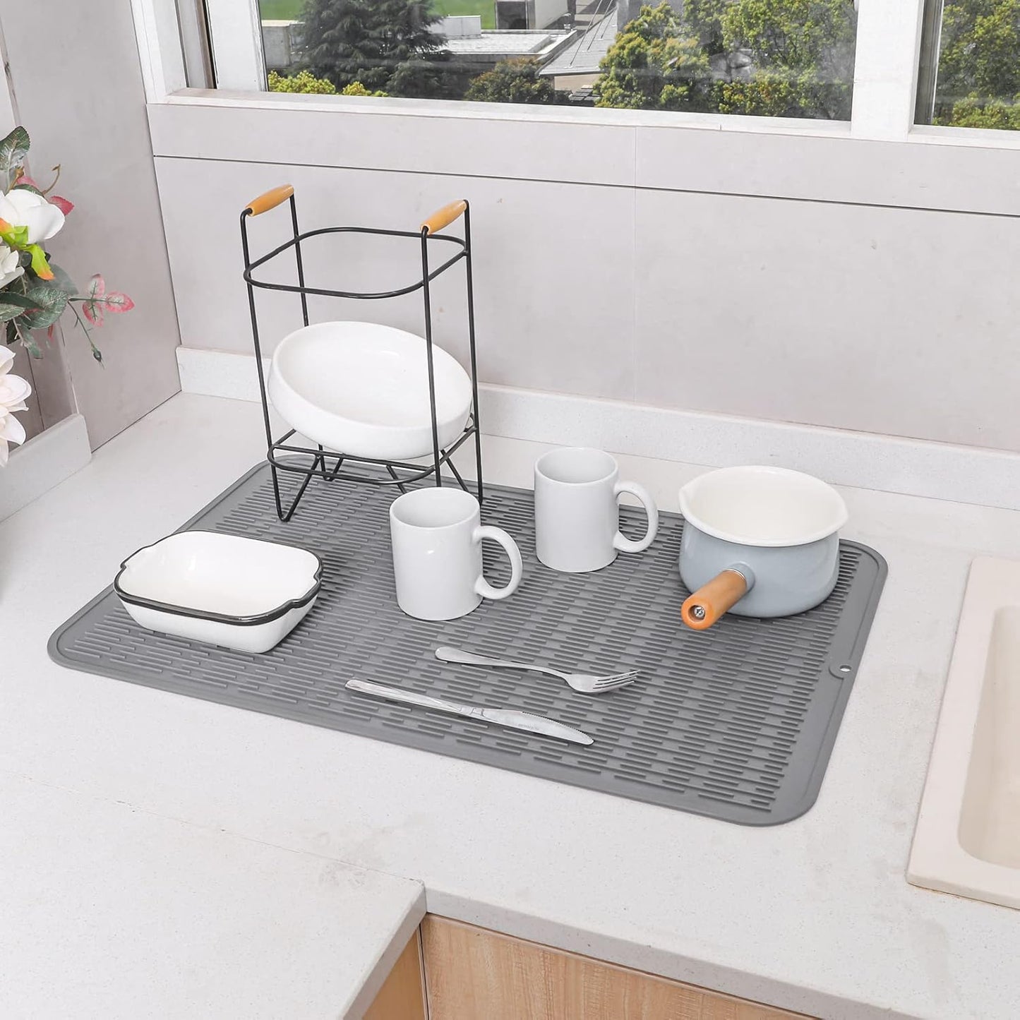 Silicone Dish Drying Mat for Multiple Usage,Easy clean,Eco-friendly,Heat-resistant Silicone Mat for