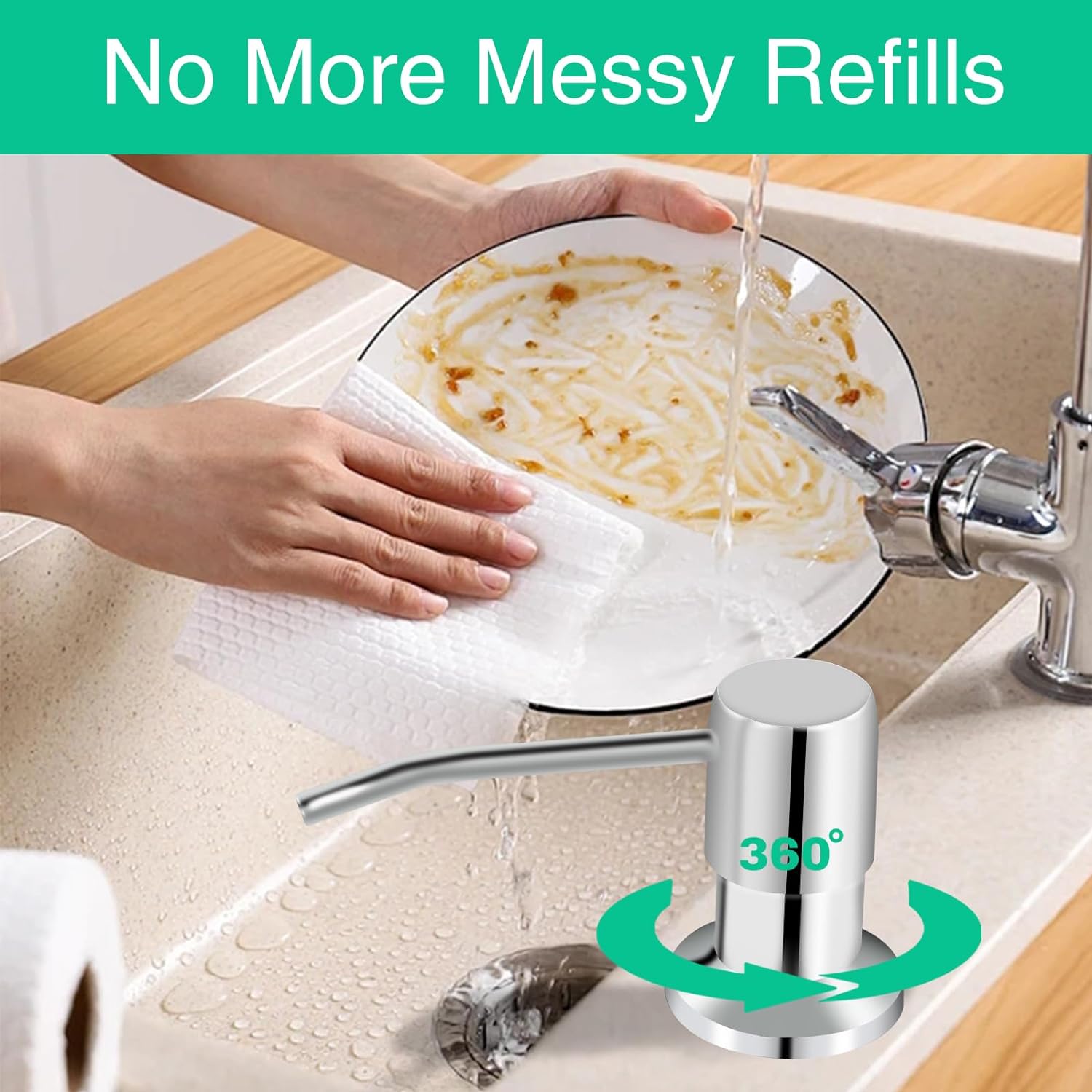 Soap Dispenser for Kitchen Sink, Built in Sink Soap Dispenser, Countertop Soap Dispenser Pump with