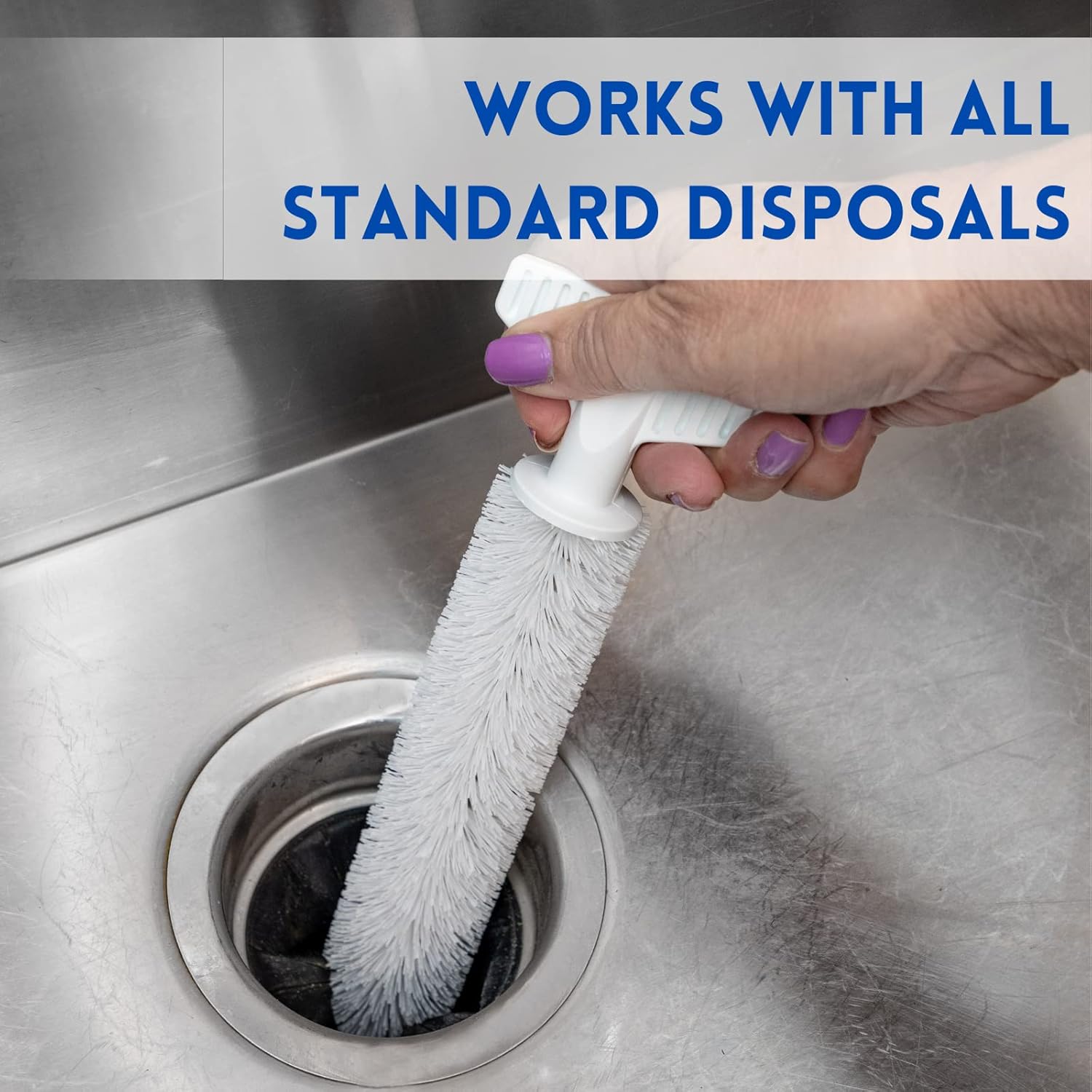 Universal Garbage Disposal Cleaner and Deodorizer, 12" Long Sink & Drain Brush Cleaner for