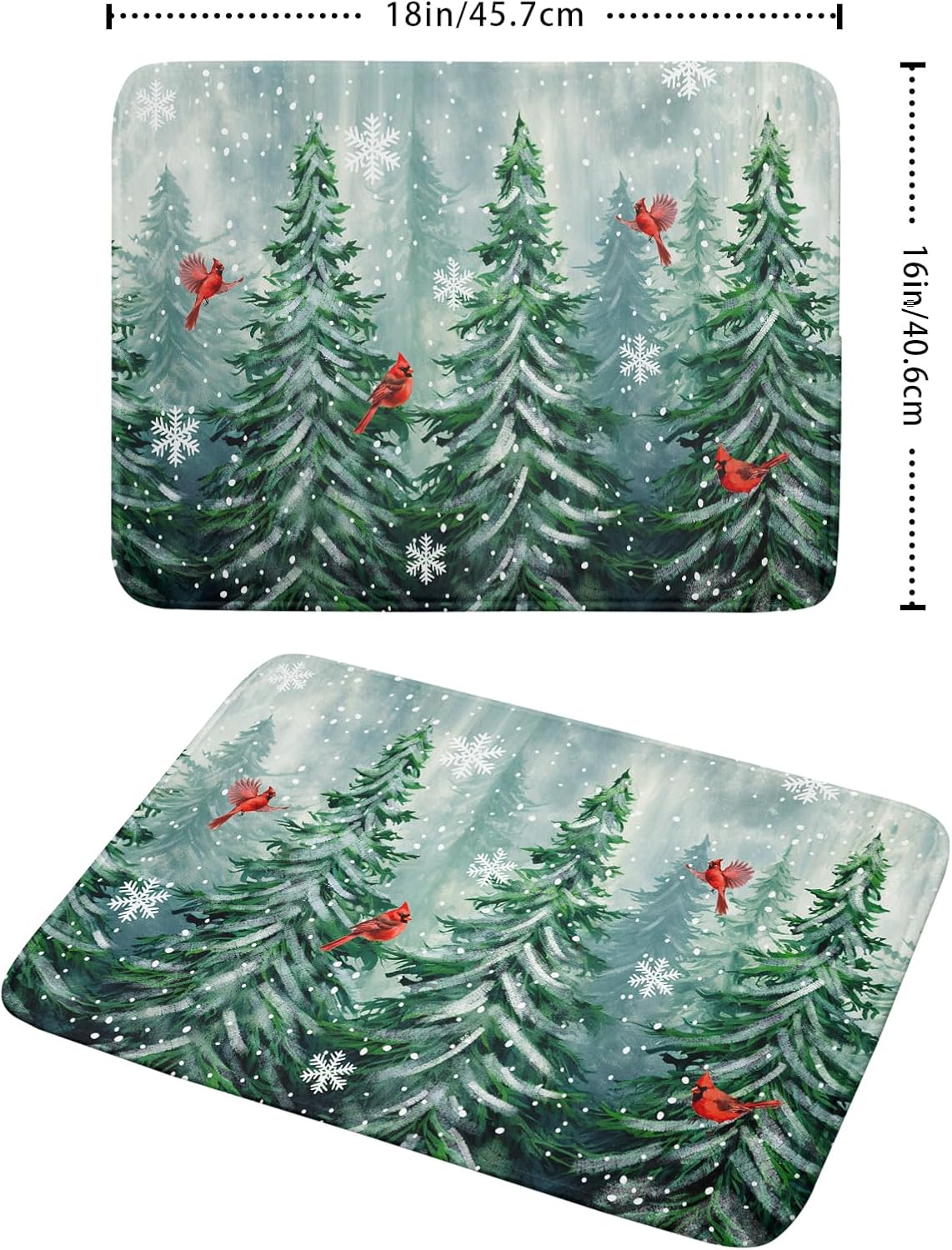 Welcome Winter Pines Tree Dish Drying Mat, Winter Snowflake Dish Drying Mat for Kitchen Counter