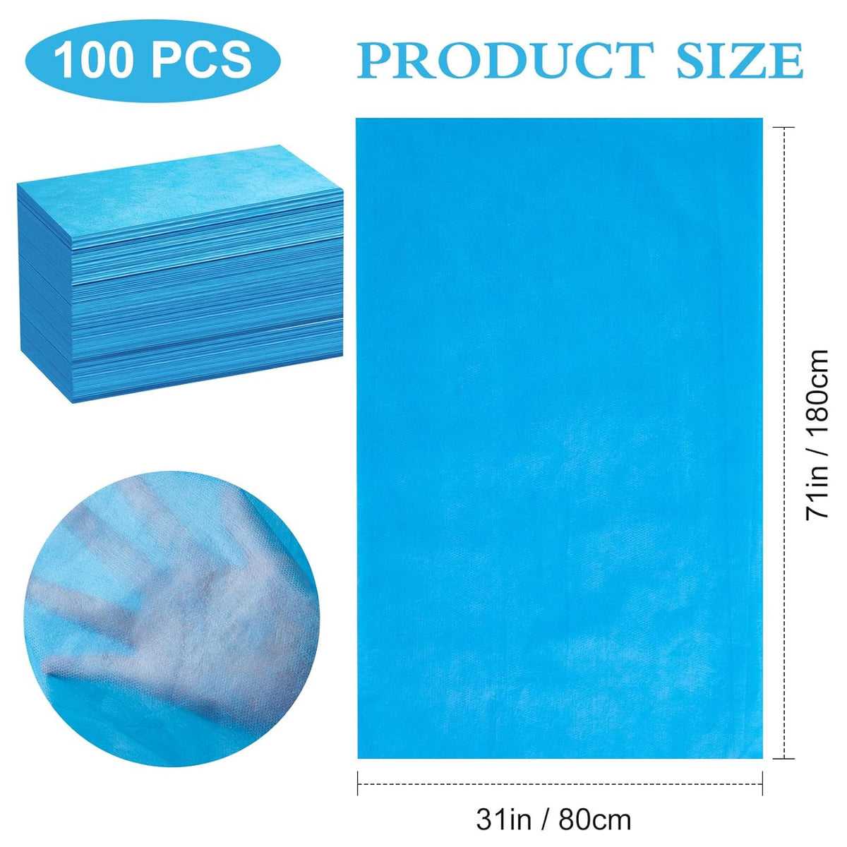 100 Pack Disposable Bed Sheets – 31.5 x 71 in Waterproof Non-woven Sheets for Massage, Spa, Tattoo