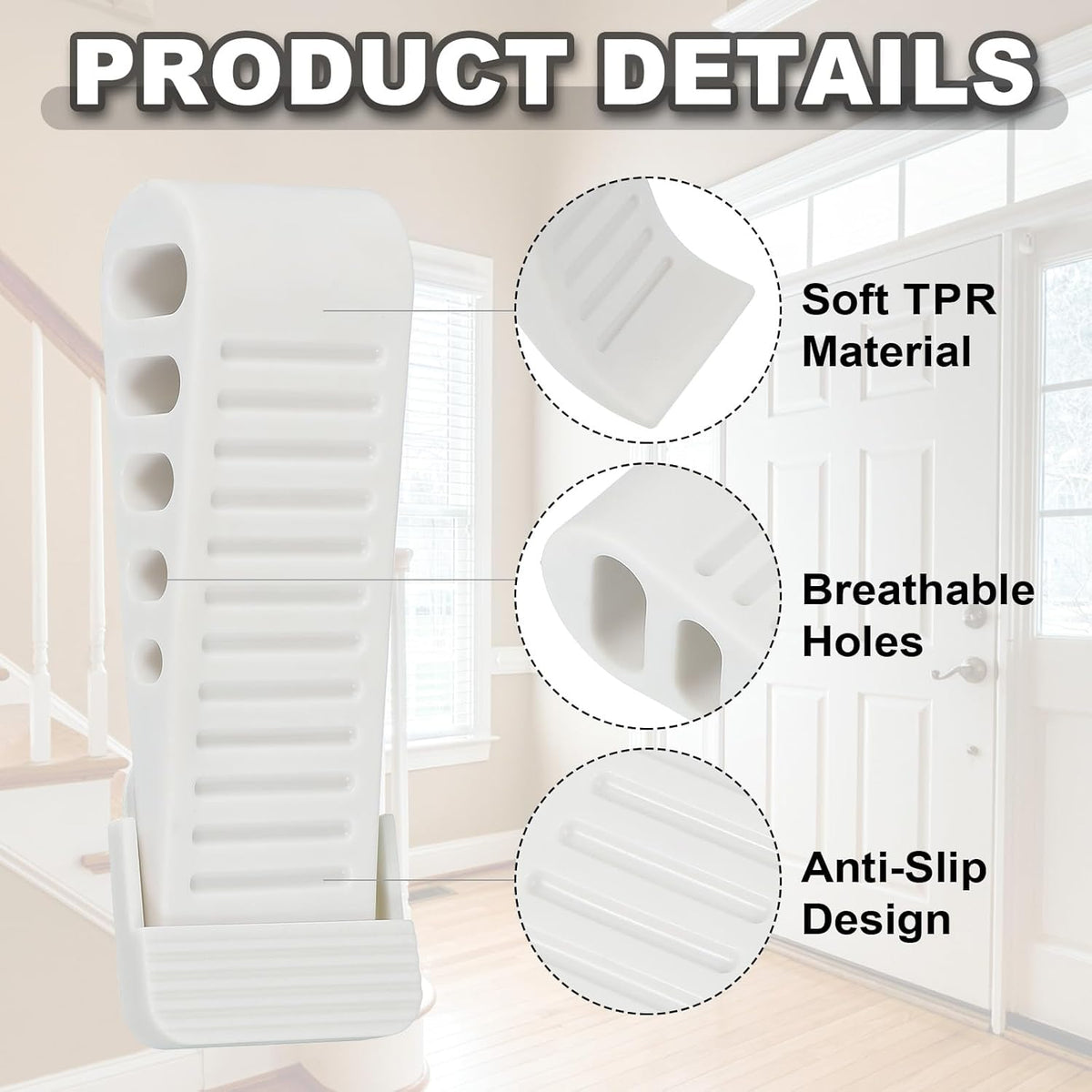 PATIKIL Rubber Door Stoppers for Bottom of Door, Door Wedge Stopper with Holder Sturdy Stackable