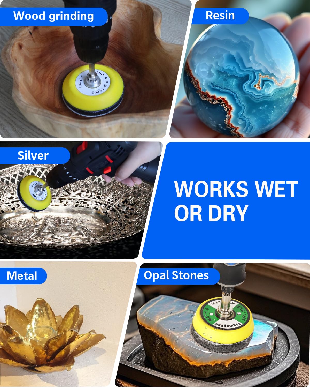 2 Inch Sanding Discs Drill Polishing Kit, 193PCS Car Headlight Restoration Kit, Hook & Loop Wet Dry