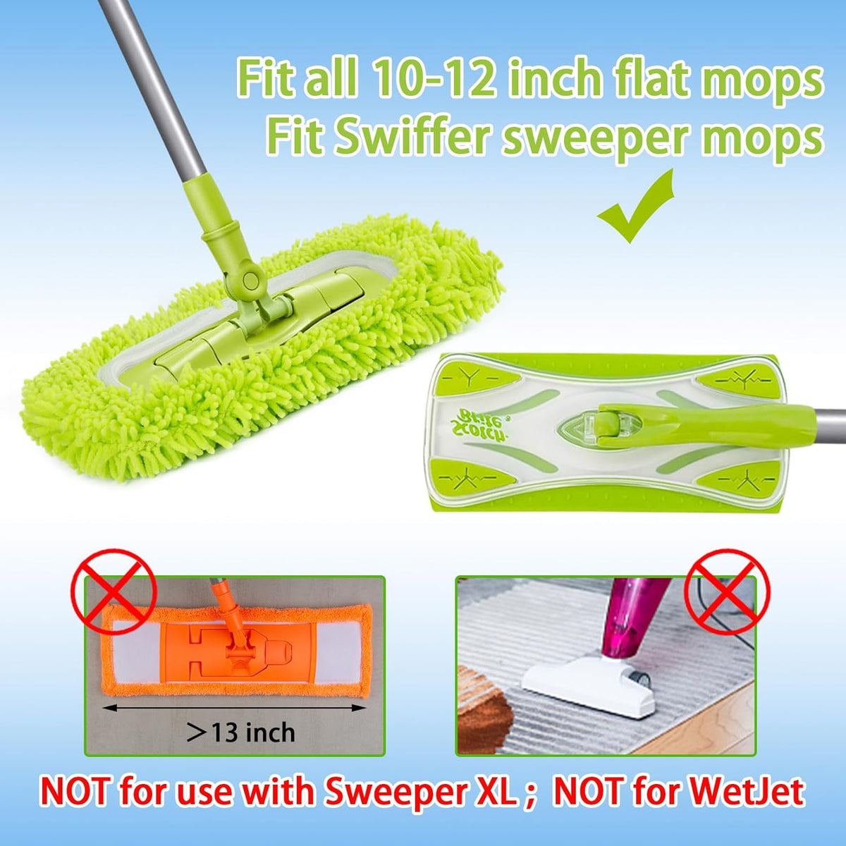 Reusable Dry Sweeping Cloths Microfiber Wet Mop Pads Compatible with Swiffer Sweeper Mop