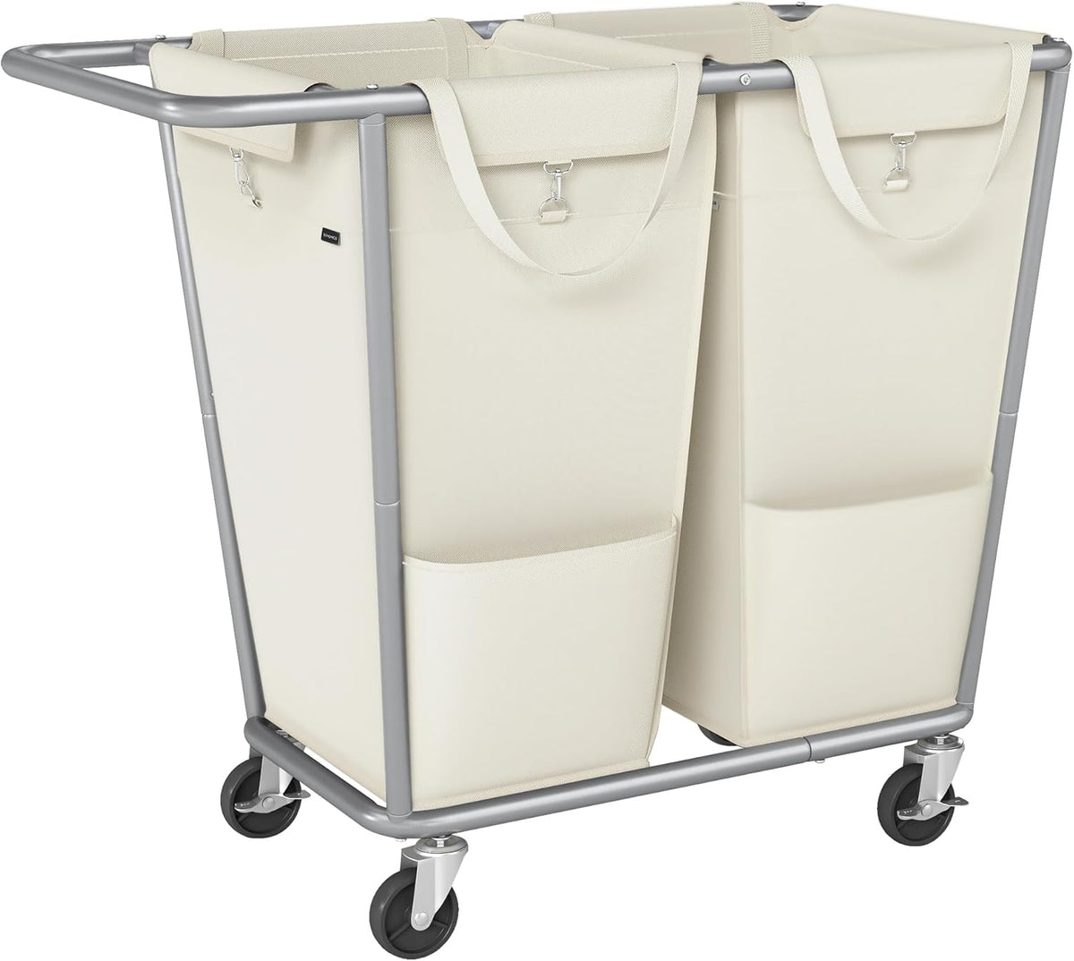 SONGMICS Laundry Basket with Wheels, 50.2 Gallons (190 L), 2-Section Rolling Laundry Hamper with
