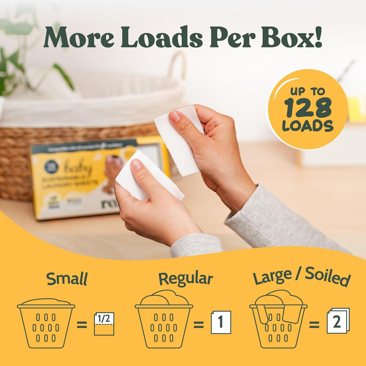Roobi Baby Laundry Detergent Sheets. Specially Formulated for Sensitive Skin. Newborns, Infants &