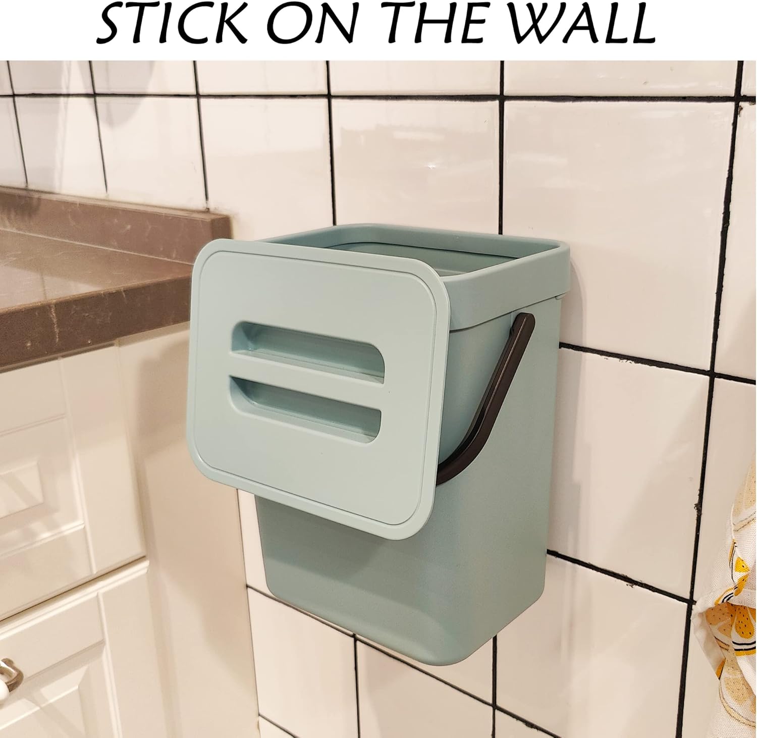 stonespace Compost Bin Indoor Kitchen Sealed, Mountable Compost Bucket, Hanging Food Waste Bin for