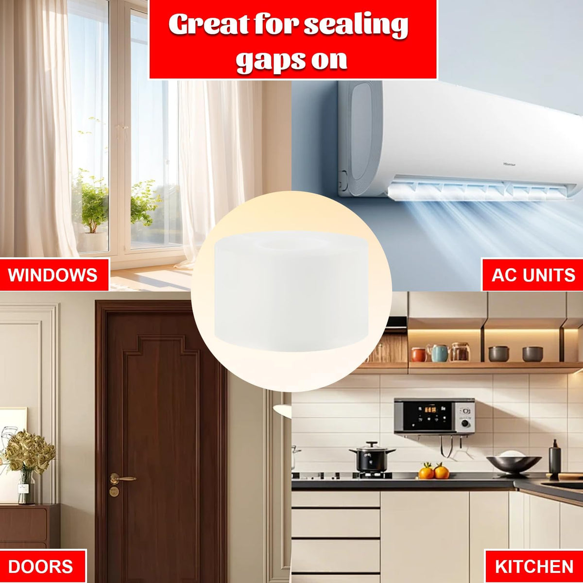 Window Sealing Tape 2 Inch x 33 FT Transparent Window Insulation Residue-Free Clear Weather