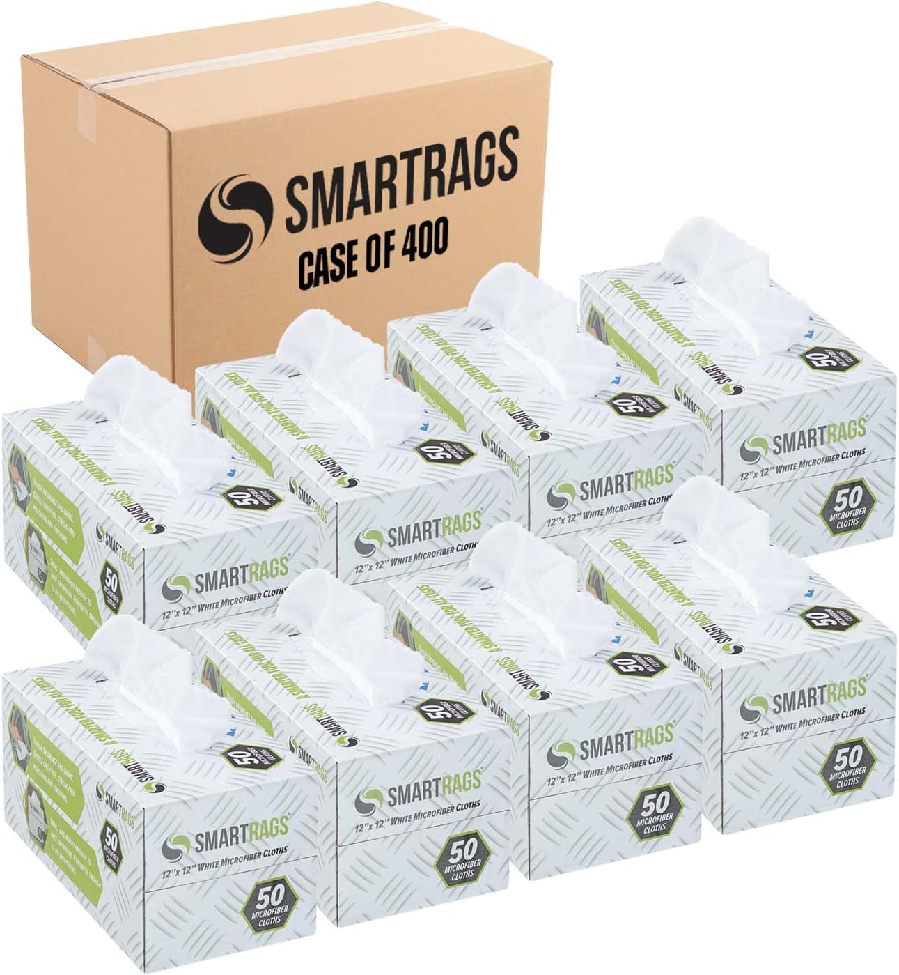 Arkwright Smart Rags in Box - (Bulk Case of 400) Lint Free Microfiber Cleaning Cloth, Scratch &