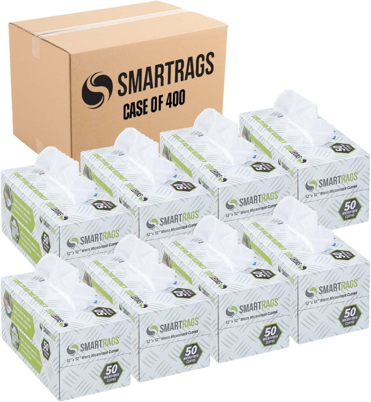 Arkwright Smart Rags in Box - (Bulk Case of 400) Lint Free Microfiber Cleaning Cloth, Scratch &