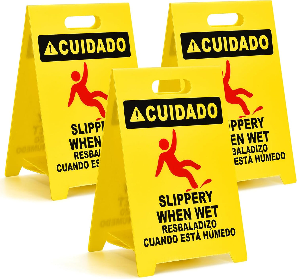 MATTHEW CLEANING 19'' Industrial Wet Floor Sign 3 Pack 2-Sided Durable Corrugated Plastic Birght