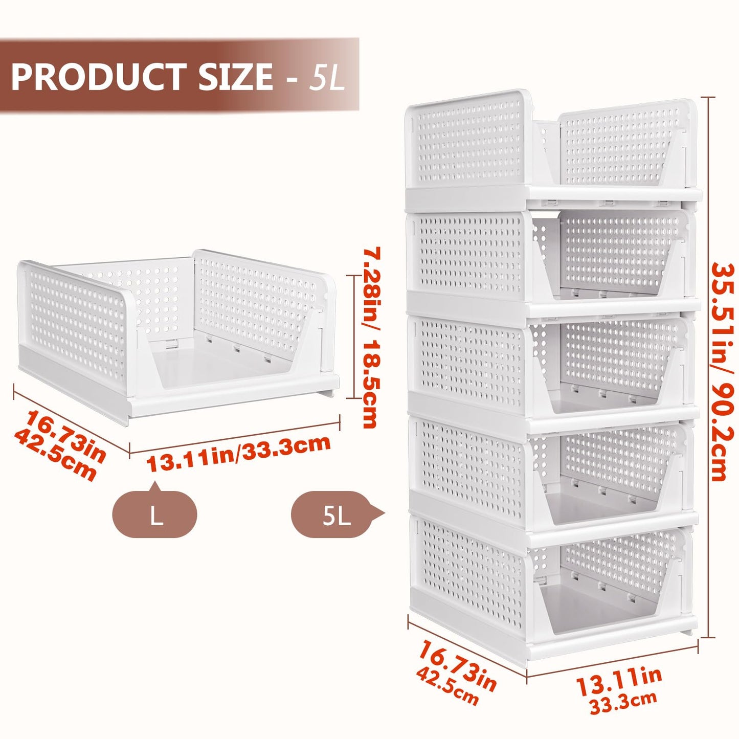 CTSNSLH 5 Pack Closet Organizers Stackable Storage Box – view 2