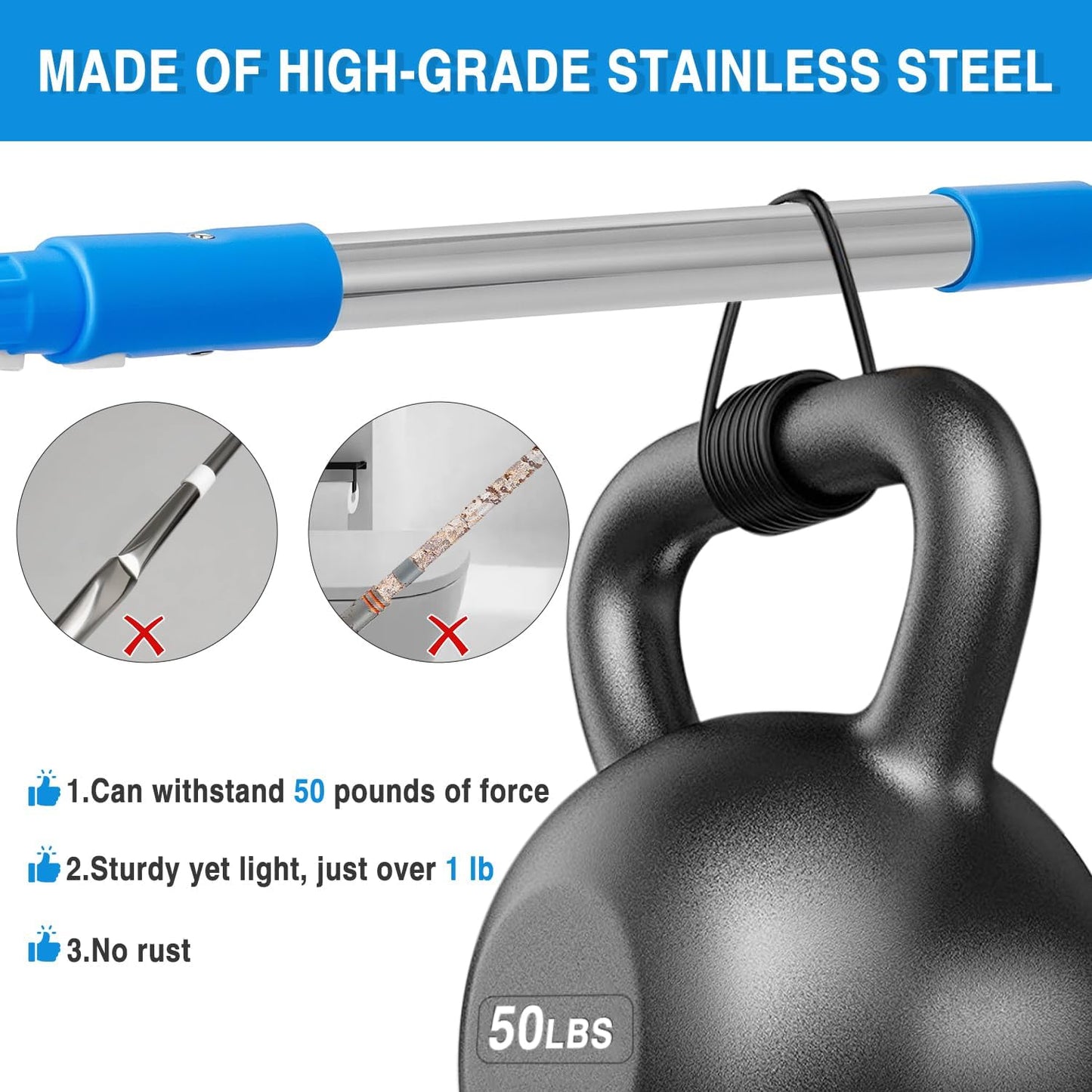 75'' Window Squeegee Cleaner Tool, Professional Window Cleaning Kit for Glass with 360° Rotation &