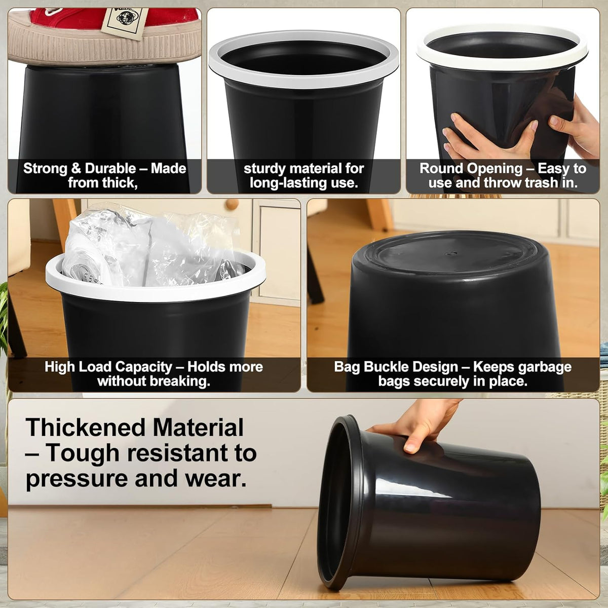 Maxdot 36 Pcs Bathroom Trash Cans Bulk 2 Gallon Small Waste Basket Round Garbage Can Plastic Trash