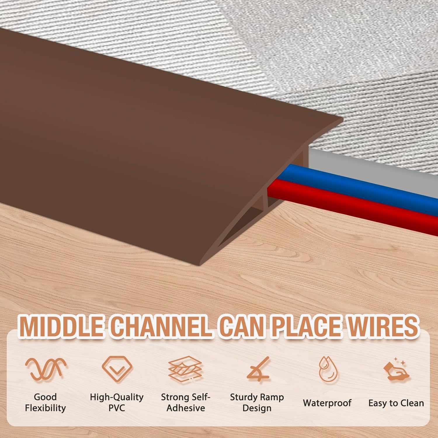 Floor Transition Strip Self Adhesive Vinyl Door Threshold for Doorways Carpet Edging Trim Overlap