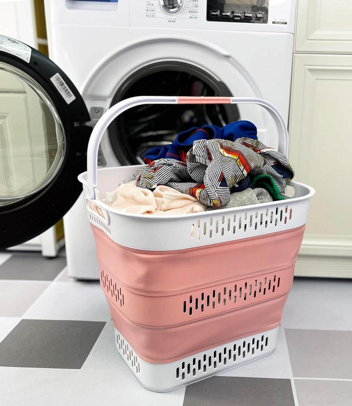 SAMMART 40L (10.5 Gallon) Collapsible Plastic Laundry Basket with Handles - Foldable Pop Up Storage