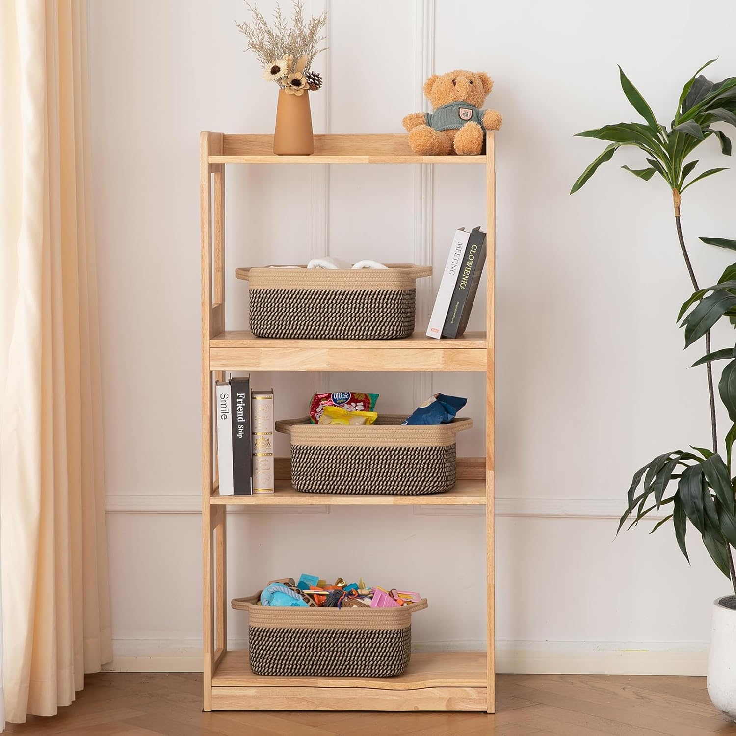 OIAHOMY 3 Pack Storage Baskets for Organizing, Woven Cotton Rope Basket for Shelves, Closet