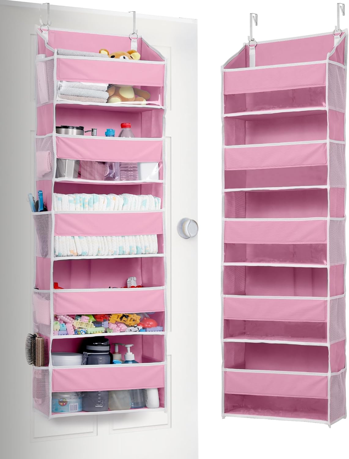 ULG 1 Pack Over Door Organizer with 5 Large Pockets 10 Mesh Side Pockets, 44 lbs Weight Capacity