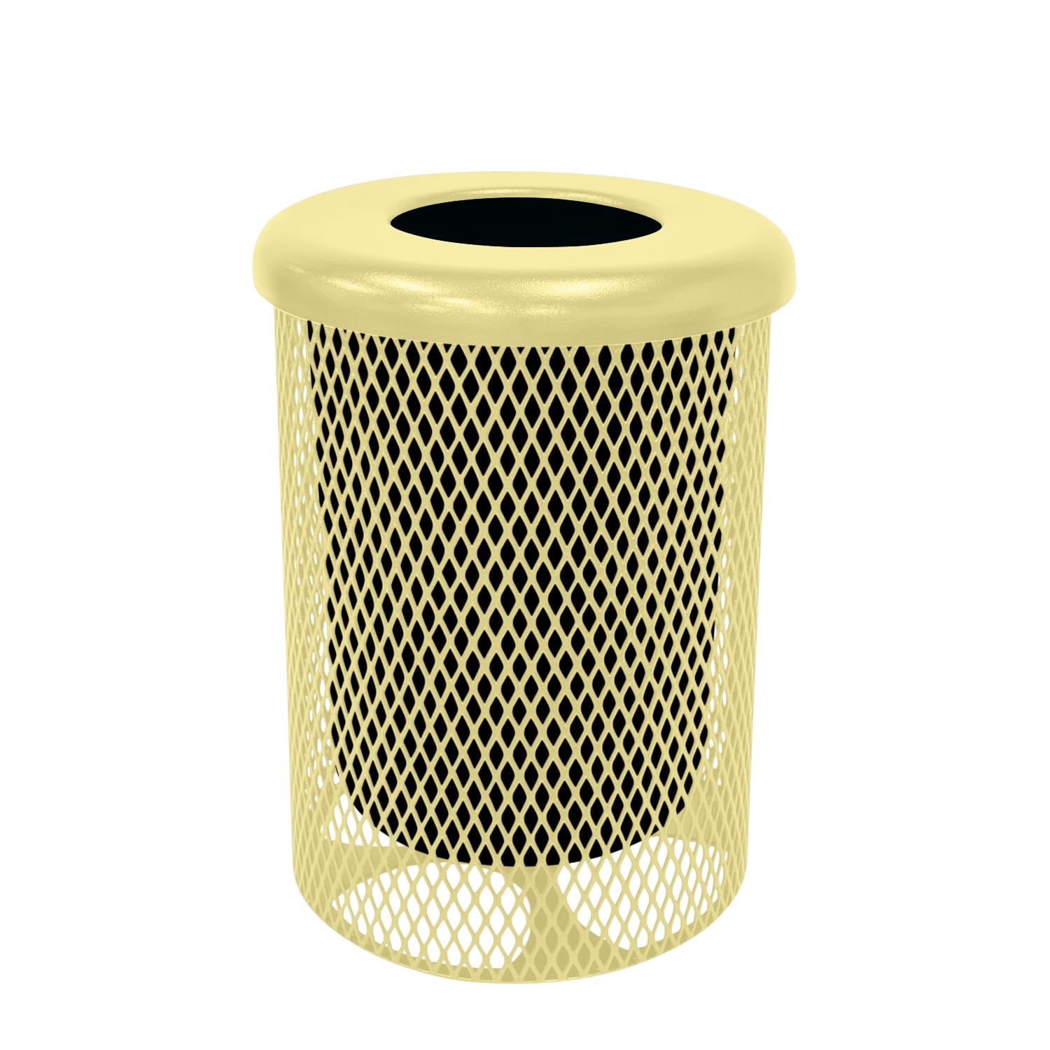 COATEDOUTDOORFURNITURE RFT-TXTSAND Heavy Duty Round Trash Receptacle with Flat Top, Liner Included
