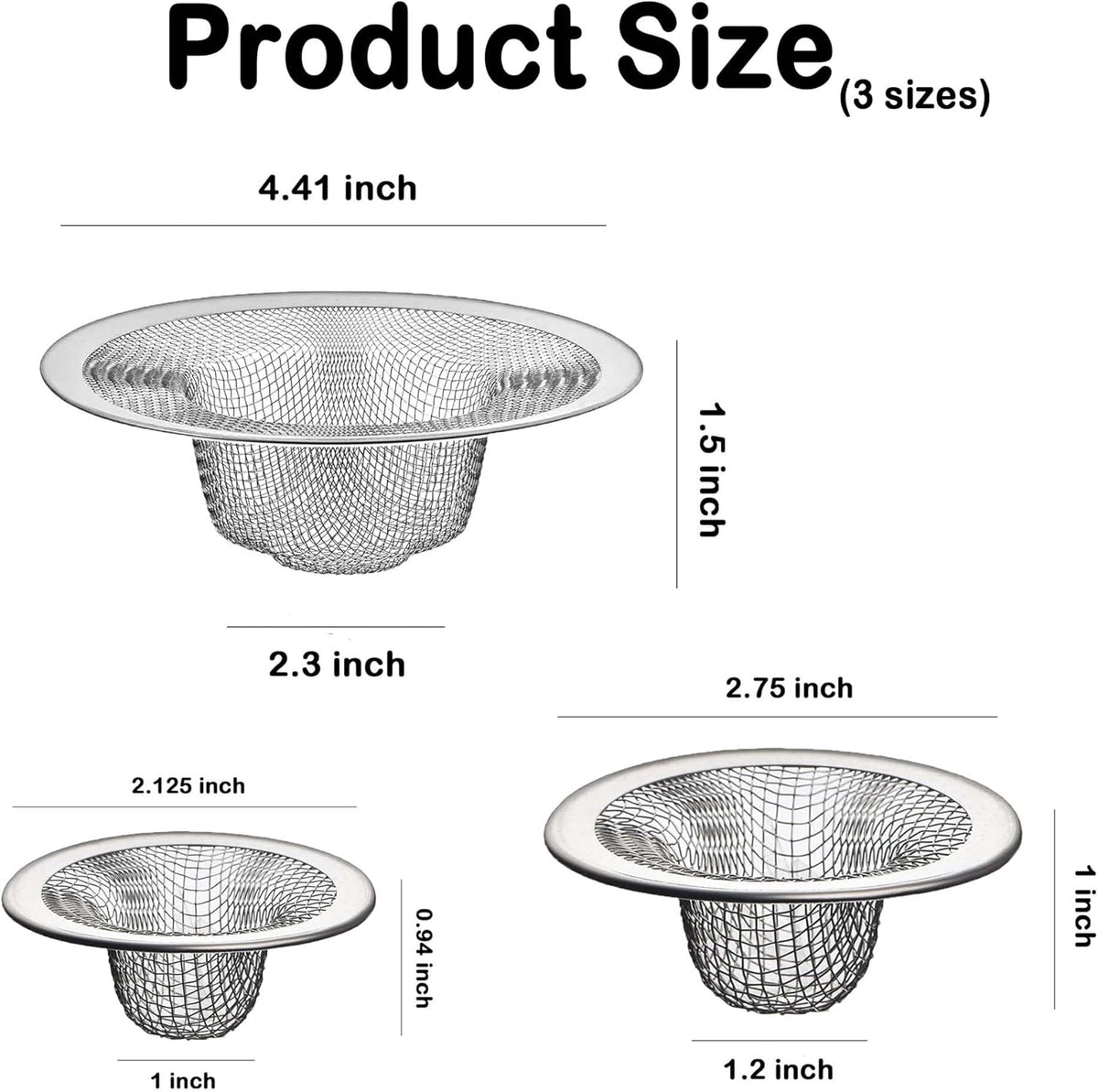 Bathroom Mesh Sink Drain Strainer Screen, 15PCS Drain Mesh Basket Cover Stainless Steel Slop Basket