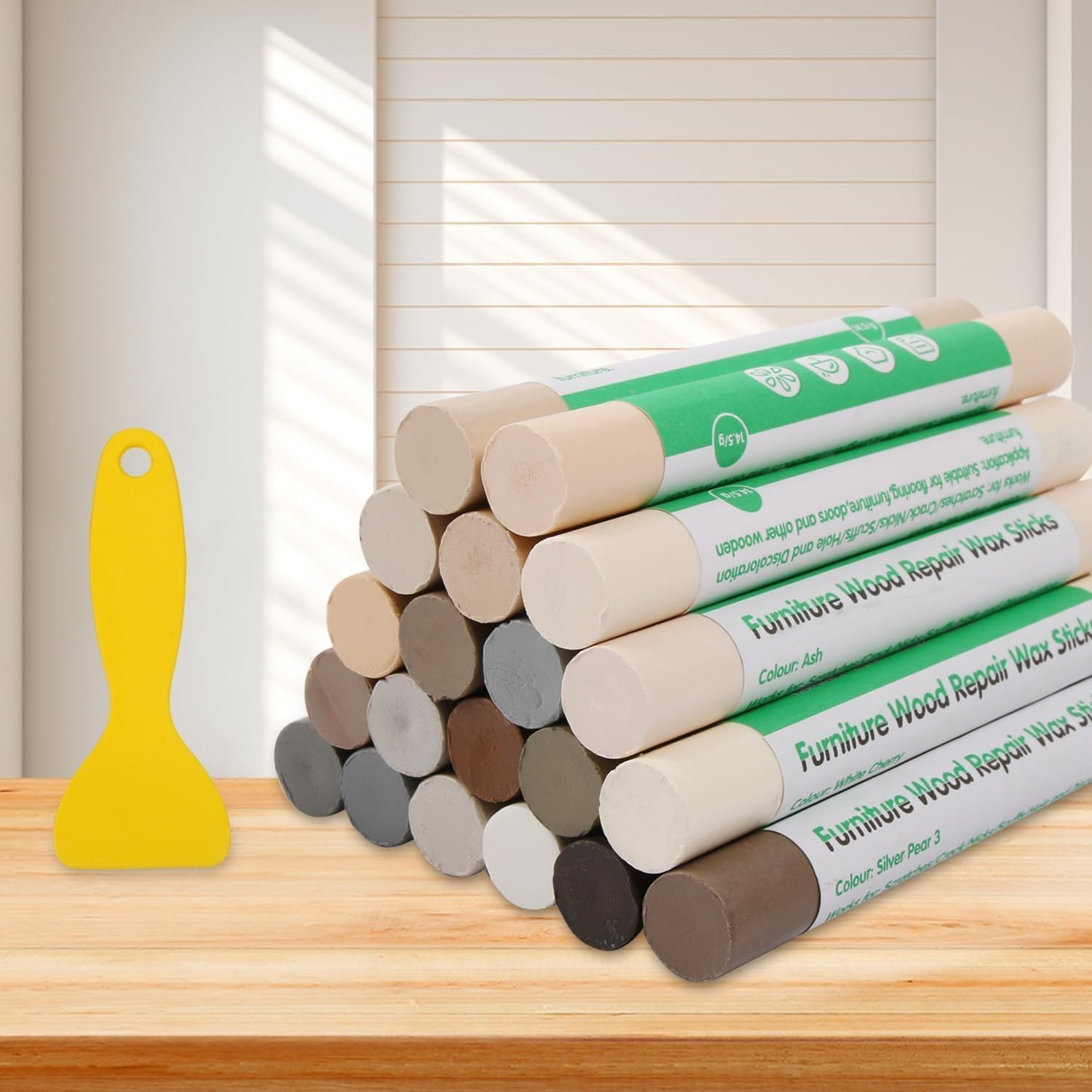 Furniture Markers Touch Up, 20 Colors Wood Filler Sticks, Wood Wax Crayons for Repairing Scratches