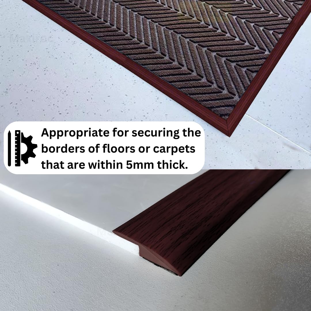 1/5 inch Height Floor Transition Strip, Self Adhesive Carpet Wood Tile Vinyl Flooring Laminate