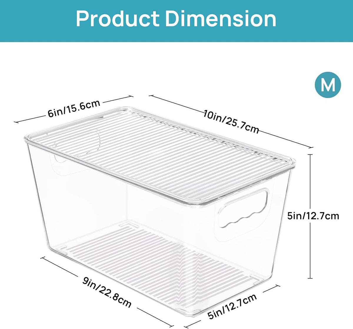 Vtopmart 1 Pack Clear Stackable Storage Bins with Lids, Medium Plastic Containers with Handle for