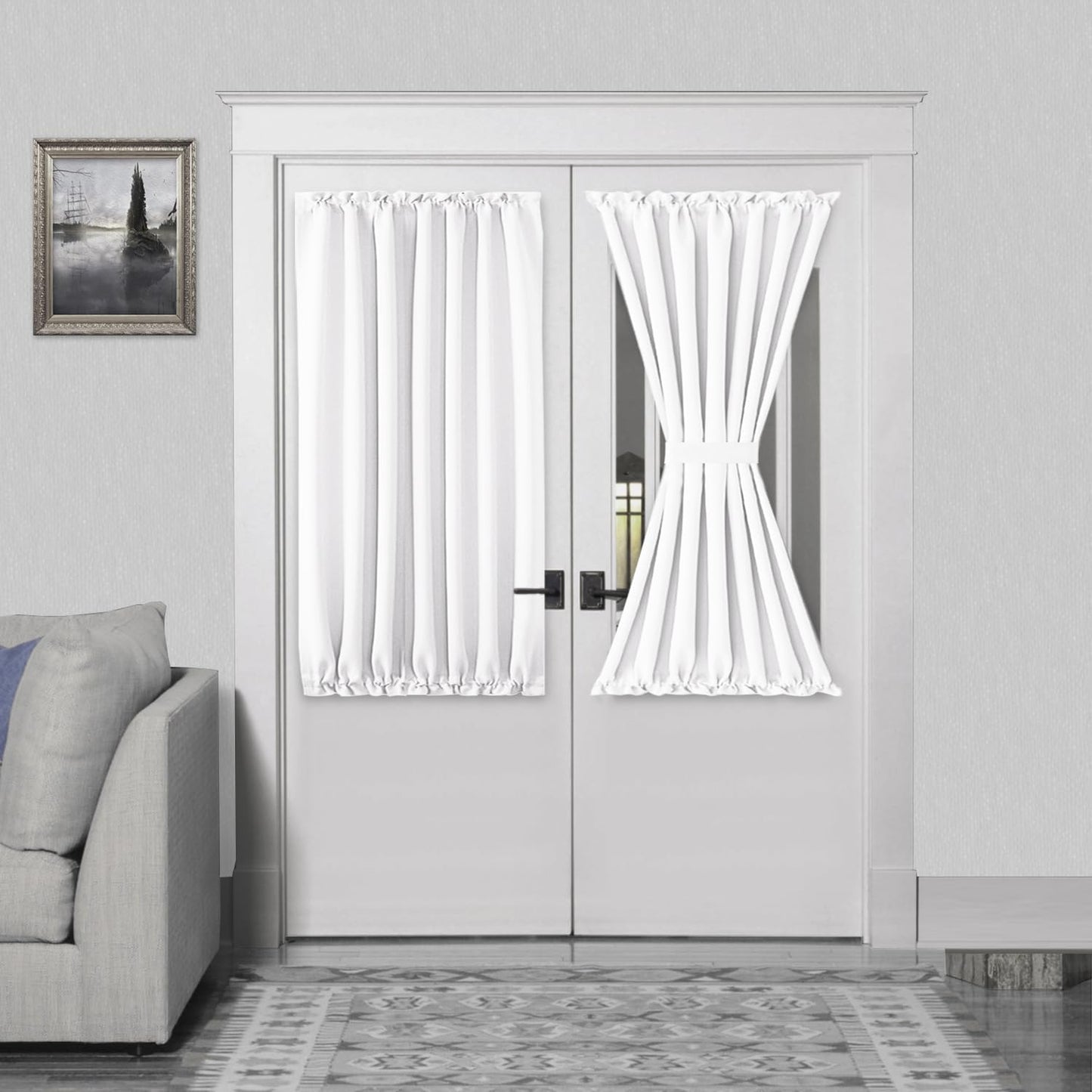 DWCN French Door Curtains – Rod Pocket Thermal Curtain for Doors with Glass Window, Kitchen and