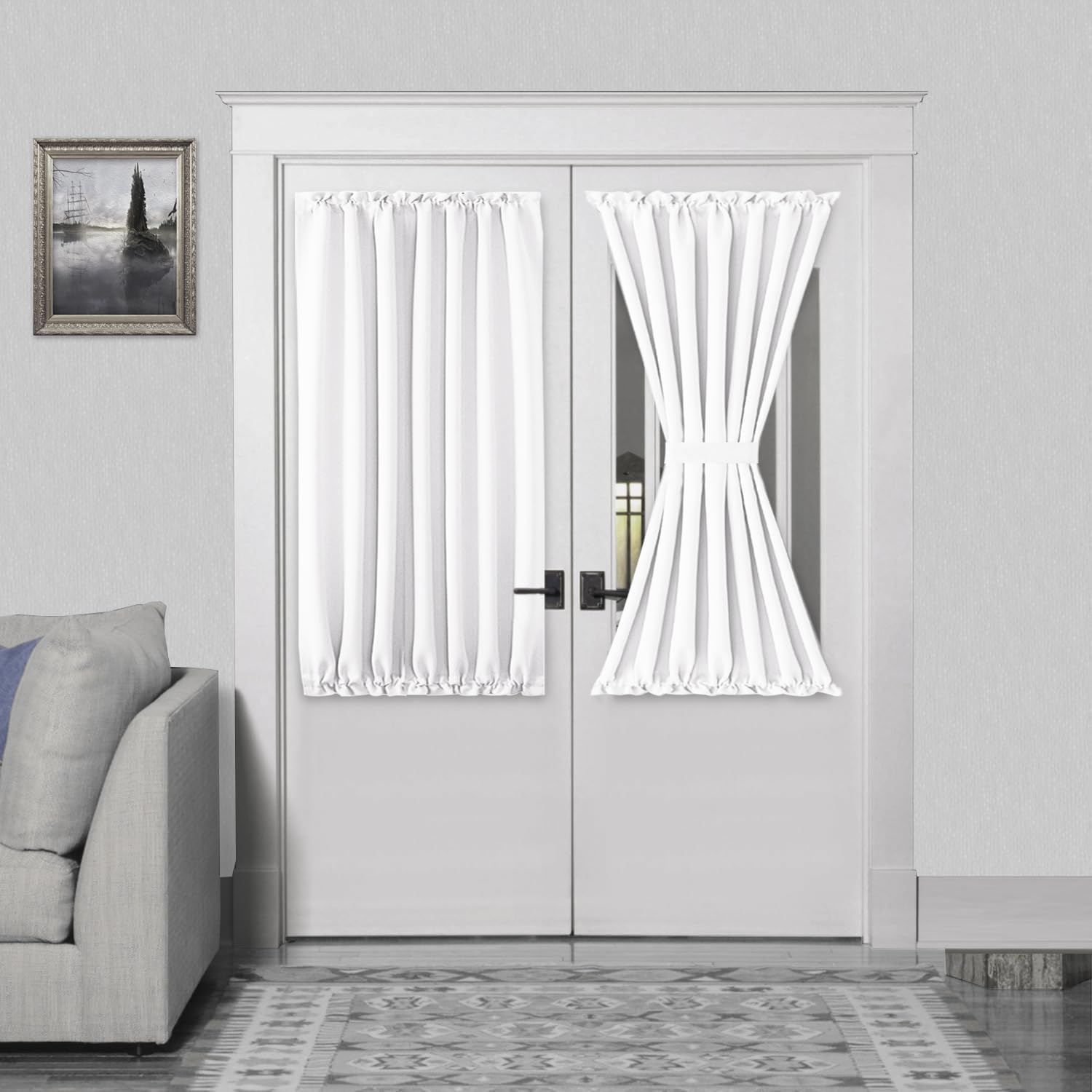 DWCN French Door Curtains – Rod Pocket Thermal Curtain for Doors with Glass Window, Kitchen and