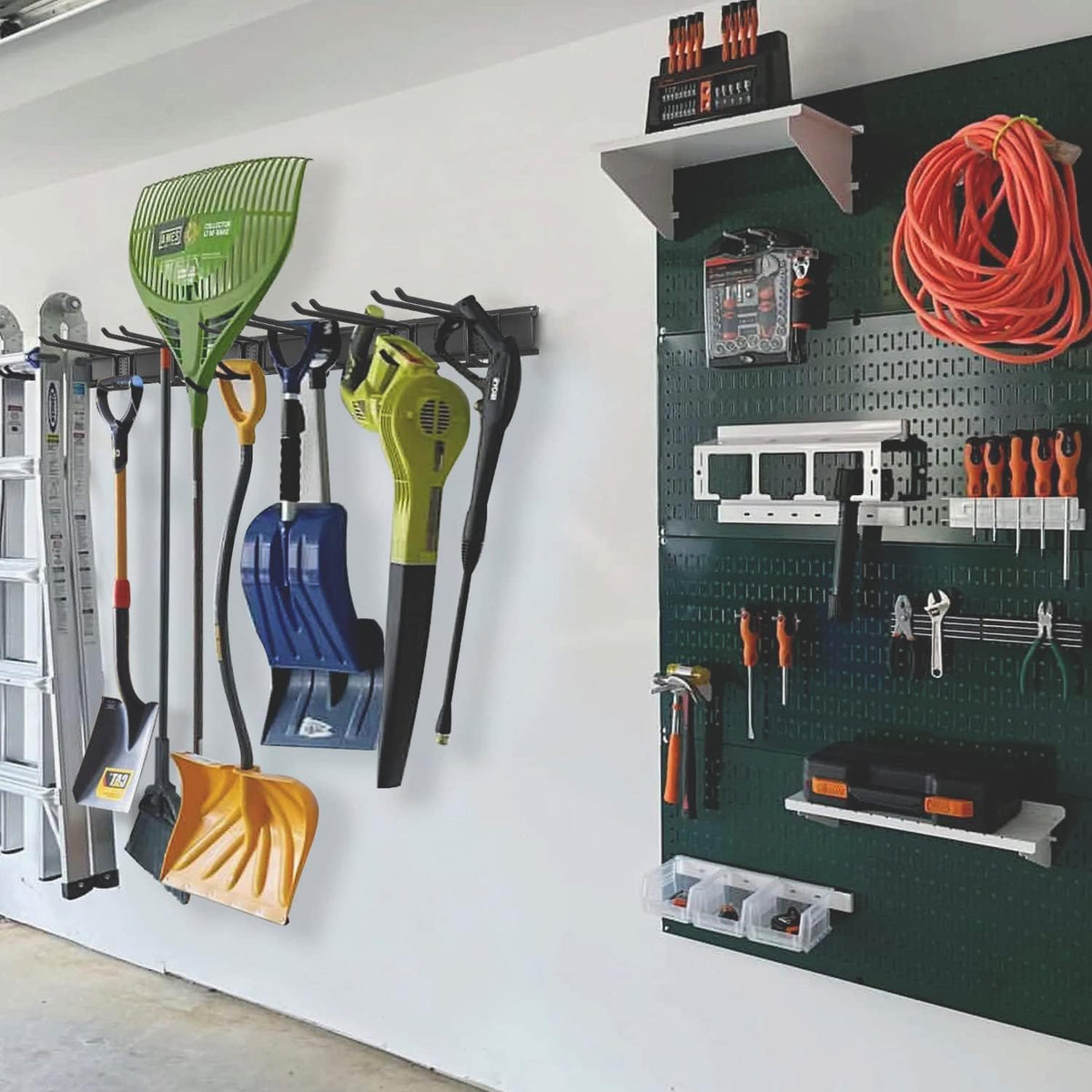 Wall Mount Tool Storage Rack, Heavy Duty Garage Storage Tool Organizer, Garden Tool Wall Hooks and