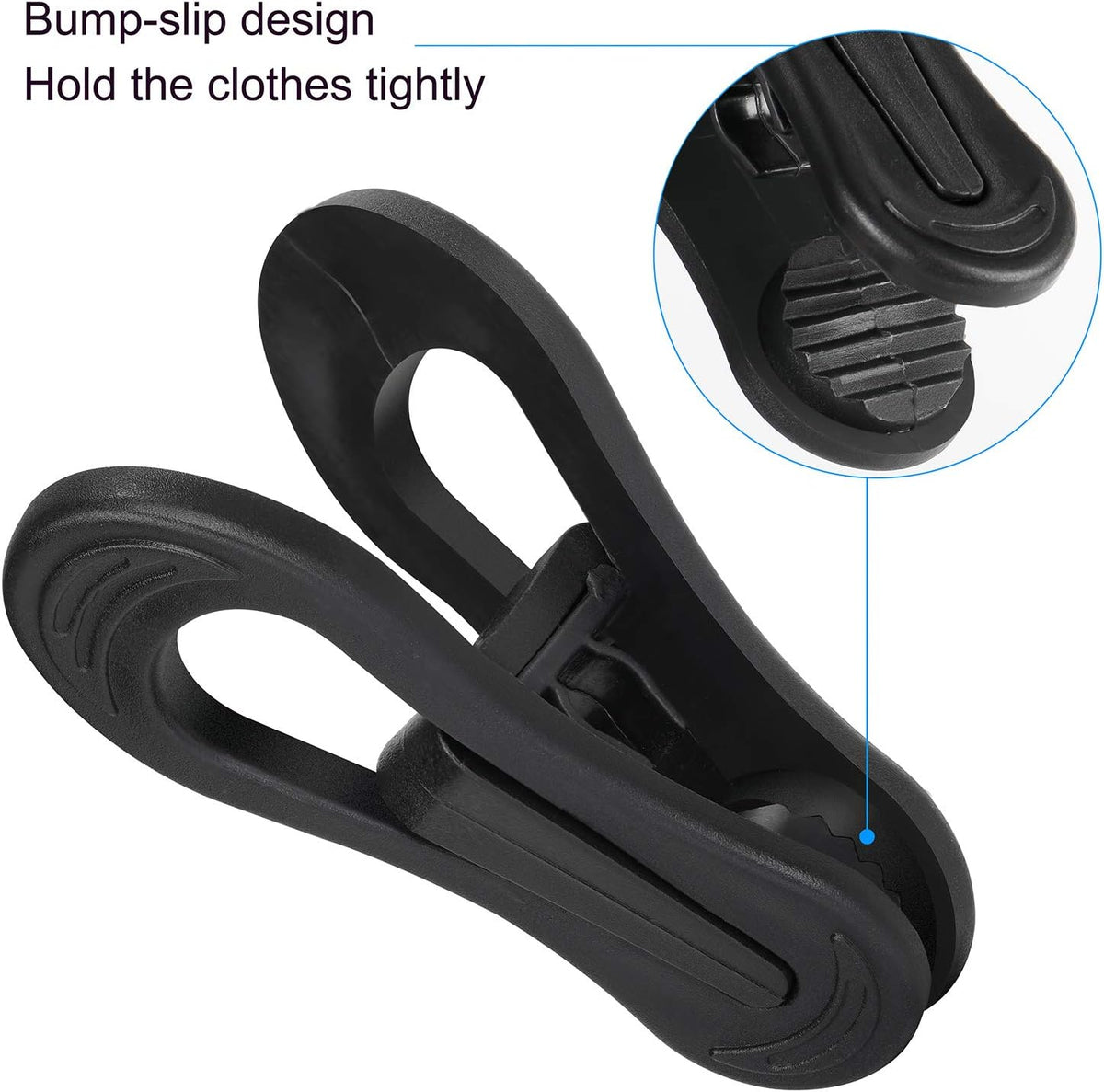 Tinfol Black Plastic Hanger Clips, 24PC Strong Pinch Grip Coat Clips for Skirt Pant Hangers