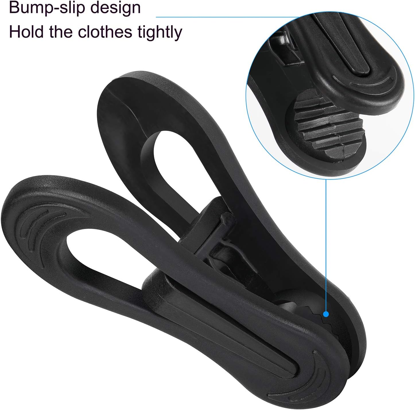 Tinfol Black Plastic Hanger Clips, 24PC Strong Pinch Grip Coat Clips for Skirt Pant Hangers