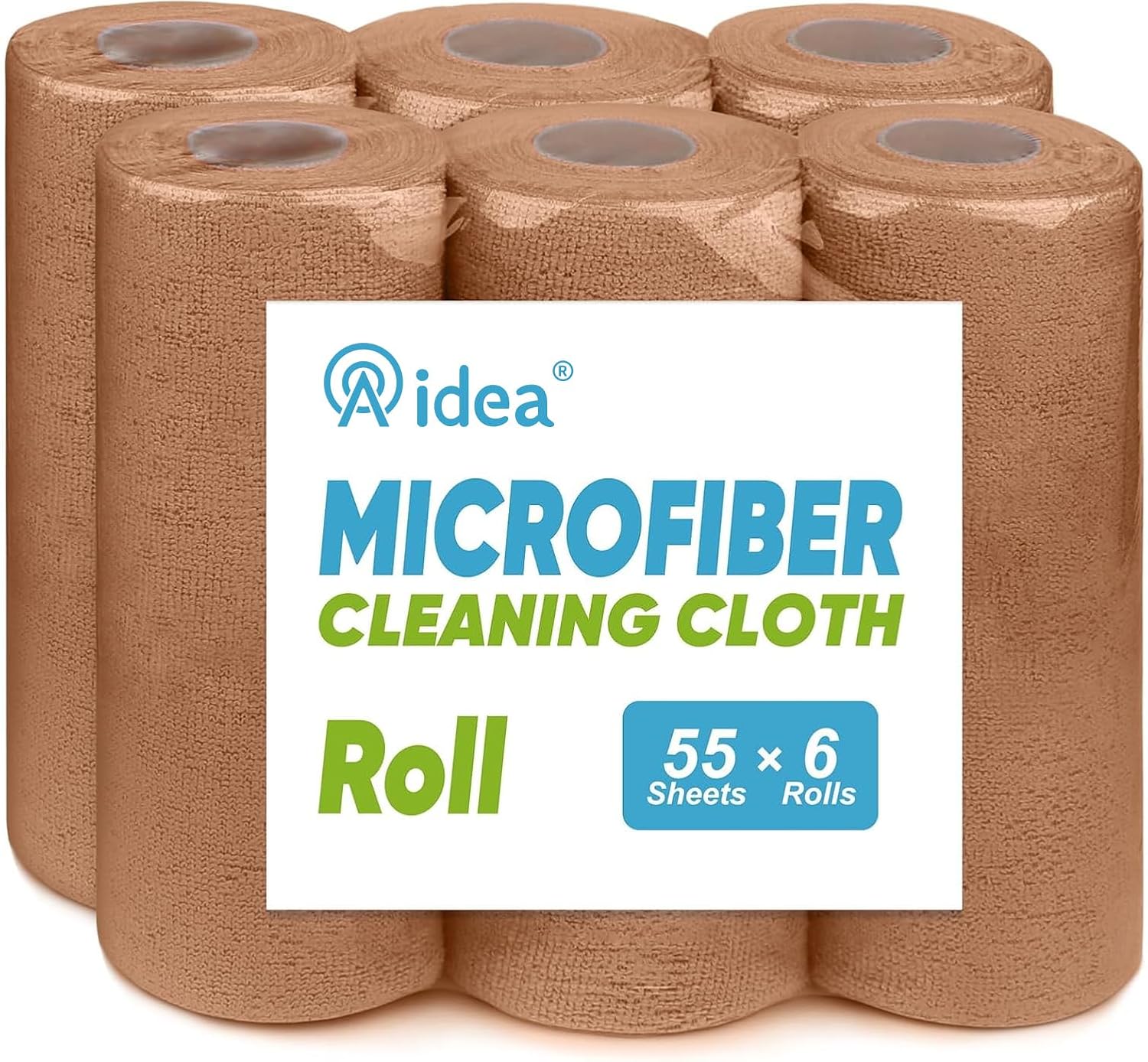 AIDEA Microfiber Cleaning Cloth 330 Sheets 6 Roll, Microfiber Towels for Cars, Shop Rags Washable