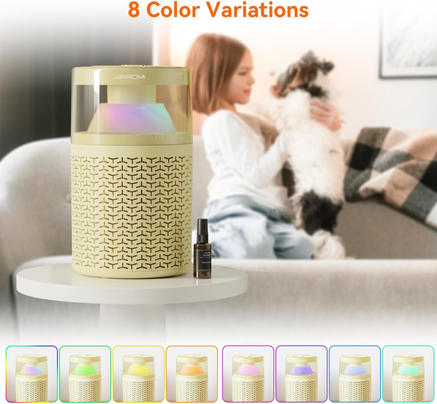 AIRROMI Pet Air Purifier for Home Bedroom Covers 658 Ft²,with Activated Carbon