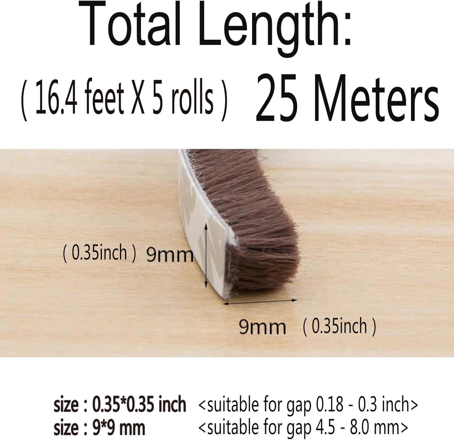 Brush Weatherstrip for Sliding Window Side,Pile Weatherstripping Door Sealers for Door Frame (80ft