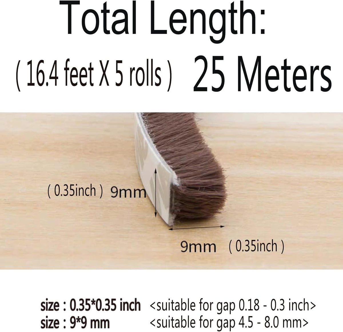 Brush Weatherstrip for Sliding Window Side,Pile Weatherstripping Door Sealers for Door Frame (80ft