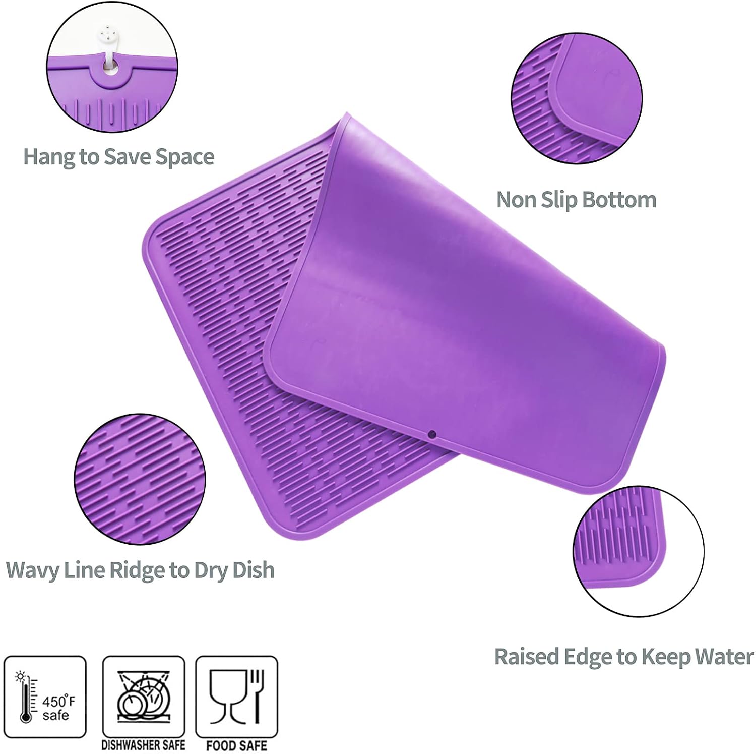 Silicone Dish Drying Mat for Multiple Usage,Easy clean,Eco-friendly,Heat-resistant Silicone Mat for