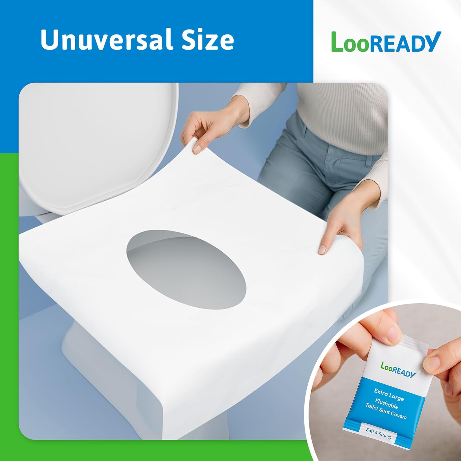Toilet Seat Covers Disposable Flushable - Extra Thick & Large (18x22") - Individually Wrapped