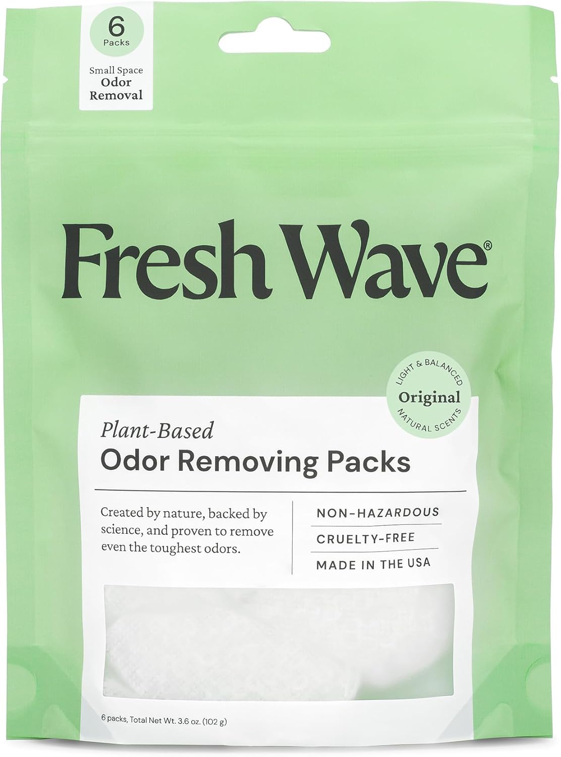 Fresh Wave Odor Eliminating & Deodorizing Packs, Bag of 6 - Safer Odor Relief for Small Spaces