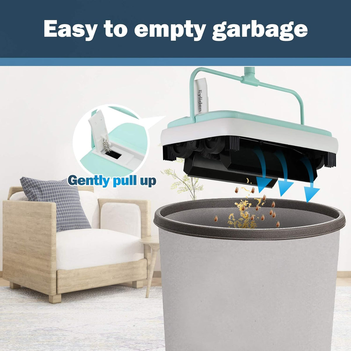 Eyliden Carpet Sweeper, Mini Size Lightweight Hand Push - No Noise, Non-Electric, Easy Manual