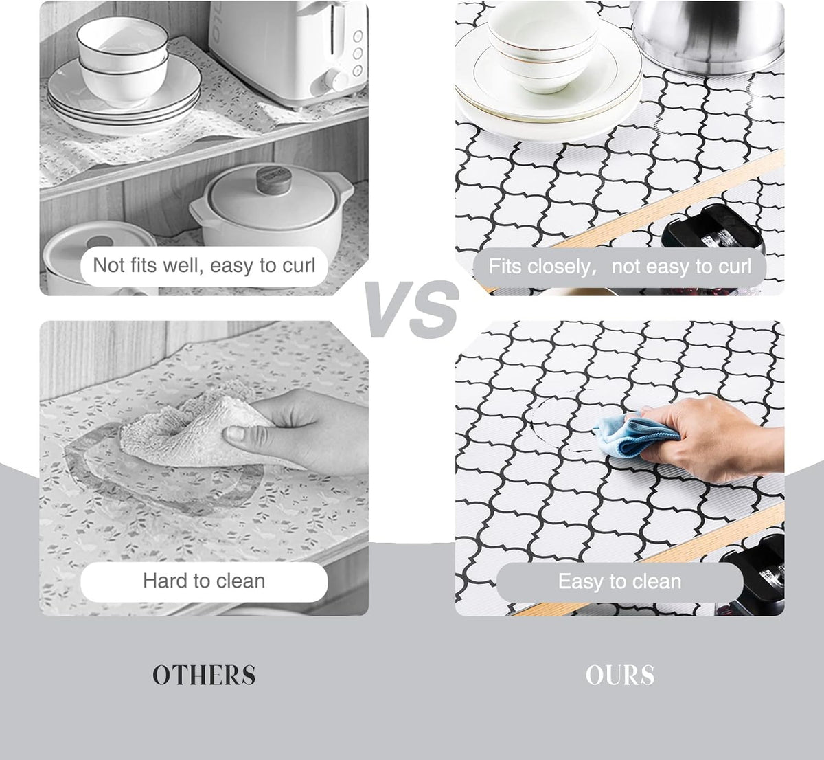 Glotoch Non Slip Shelf Liner 24 Inch Wide, Non Adhesive Drawer Liner, Waterproof Shelf Liners for