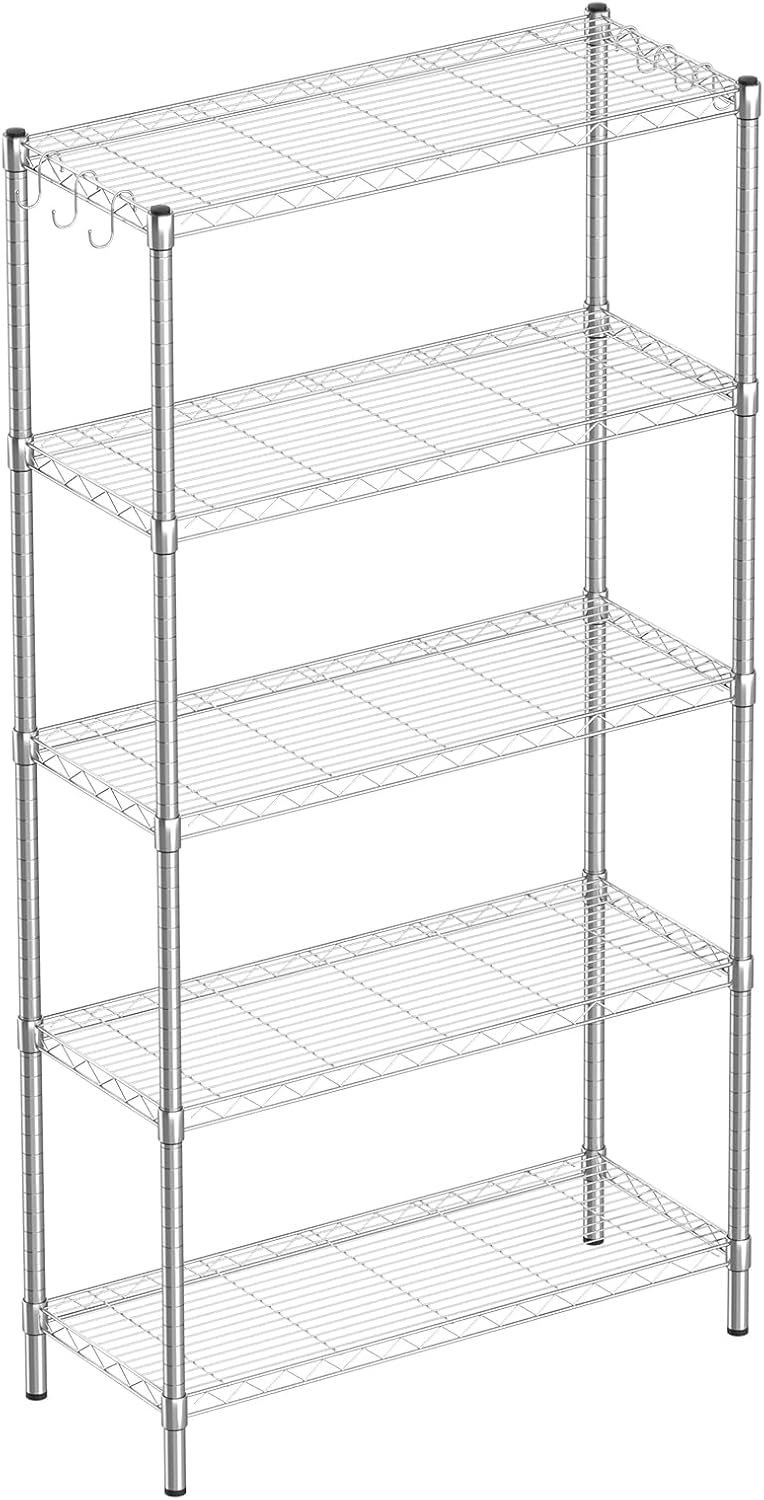 5-Shelf Adjustable Metal Shelf Wire Shelving Unit Storage Rack Display Shelf for