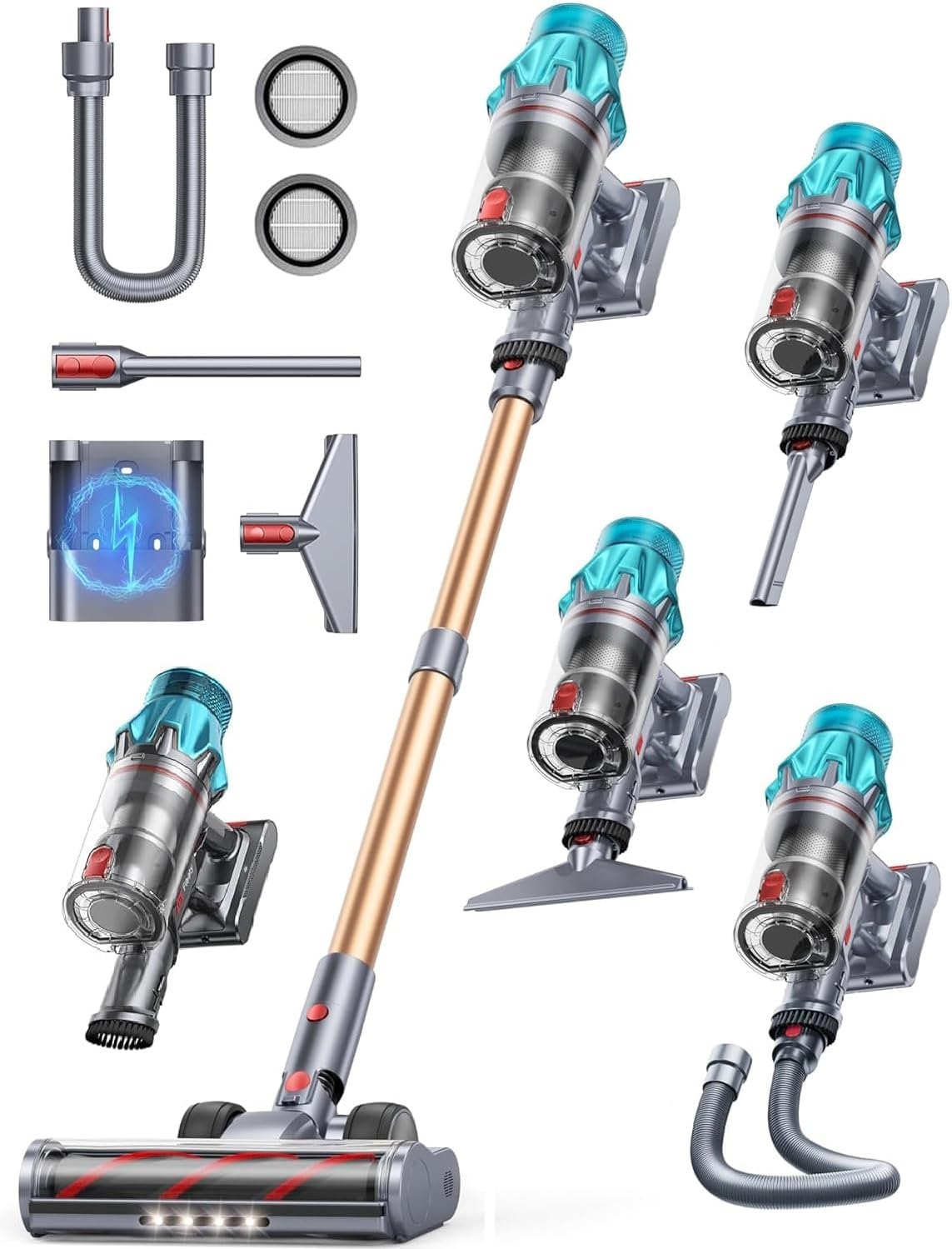 Cordless Vacuum Cleaner 600W/50Kpa, Stick Vacuum Cleaners 65 Mins Max Runtime with Charging Dock