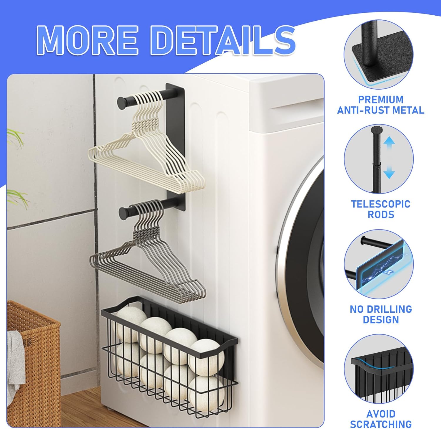 MFTEK Magnetic Dryer Ball Holder and Magnetic Hanger Holder for Laundry Room Organization