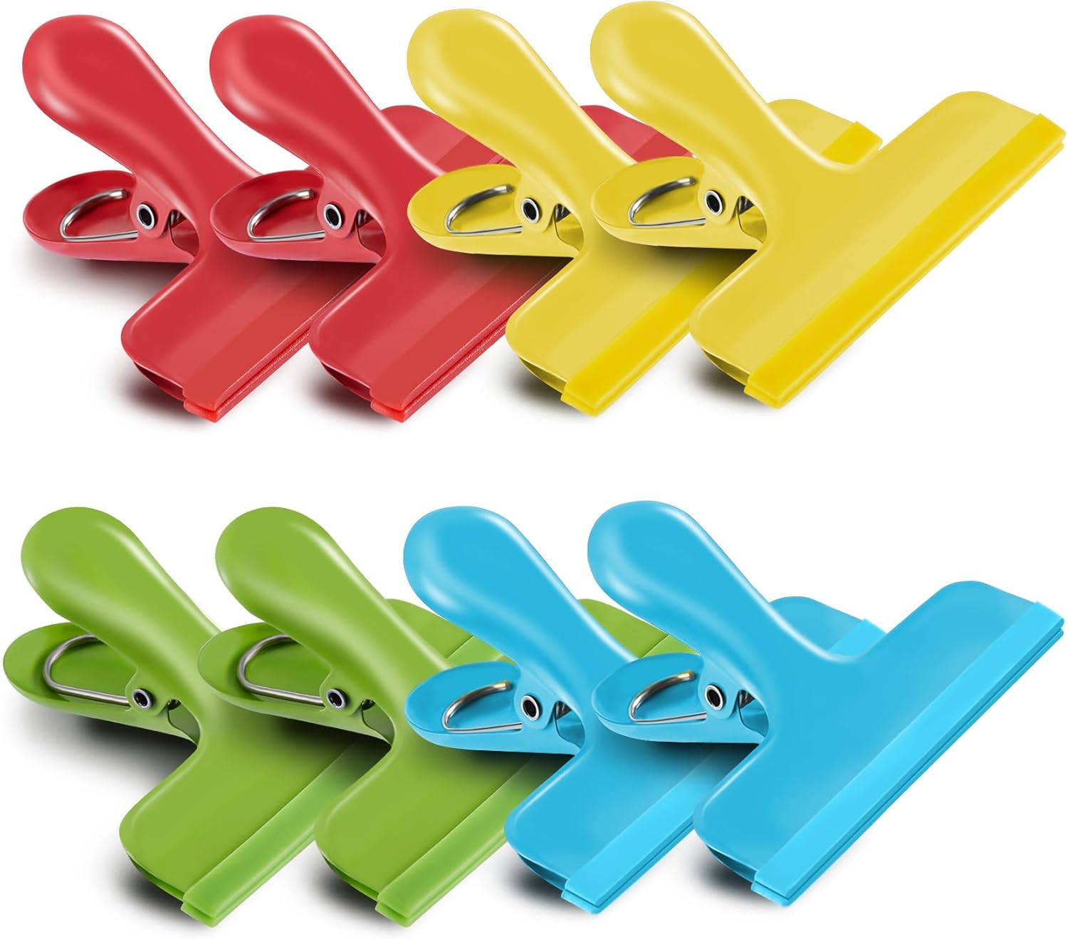 HOUSE AGAIN 8 Pack Stainless Steel Chip Bag Clips Covered with Silicone - NO More Sharp Edges
