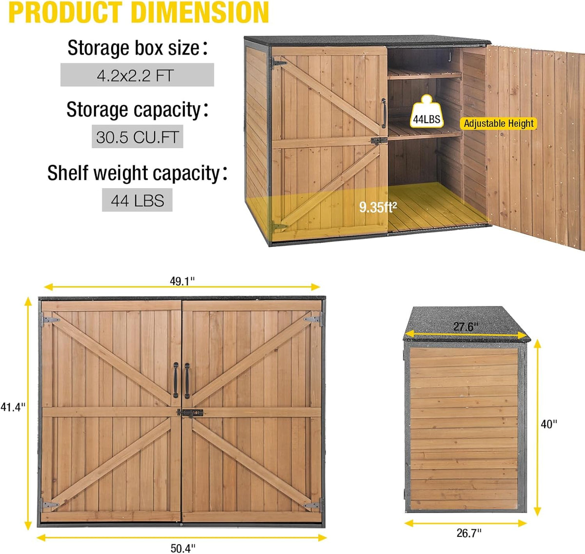 Aivituvin Outdoor Storage Cabinet Trash Can Storage Shed Upgraded with Metal Frame for Garbage Can