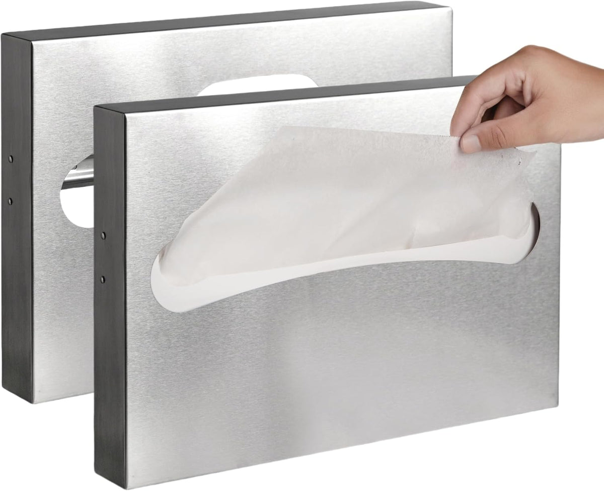 2 Pack Toilet Seat Cover Dispenser,Commercial Stainless Steel Brushed Toilet Seat Cover Holder for