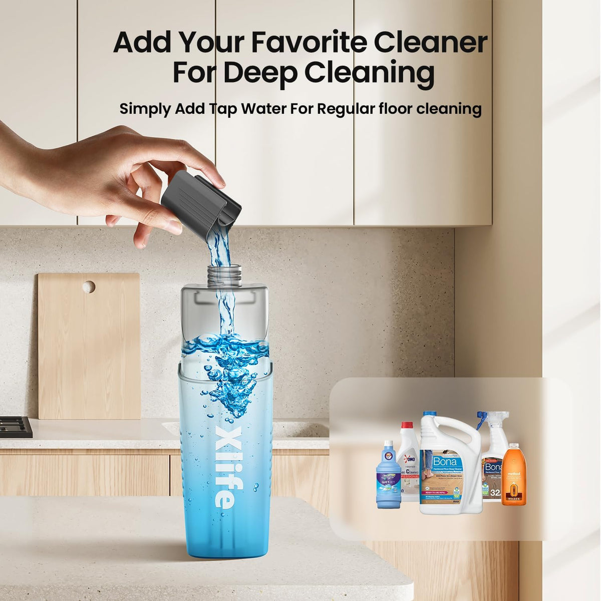 Spray Mops for Floor Cleaning with 3pcs Washable Pads, Xlife Wet Dry Mop for Kitchen Wood Hardwood