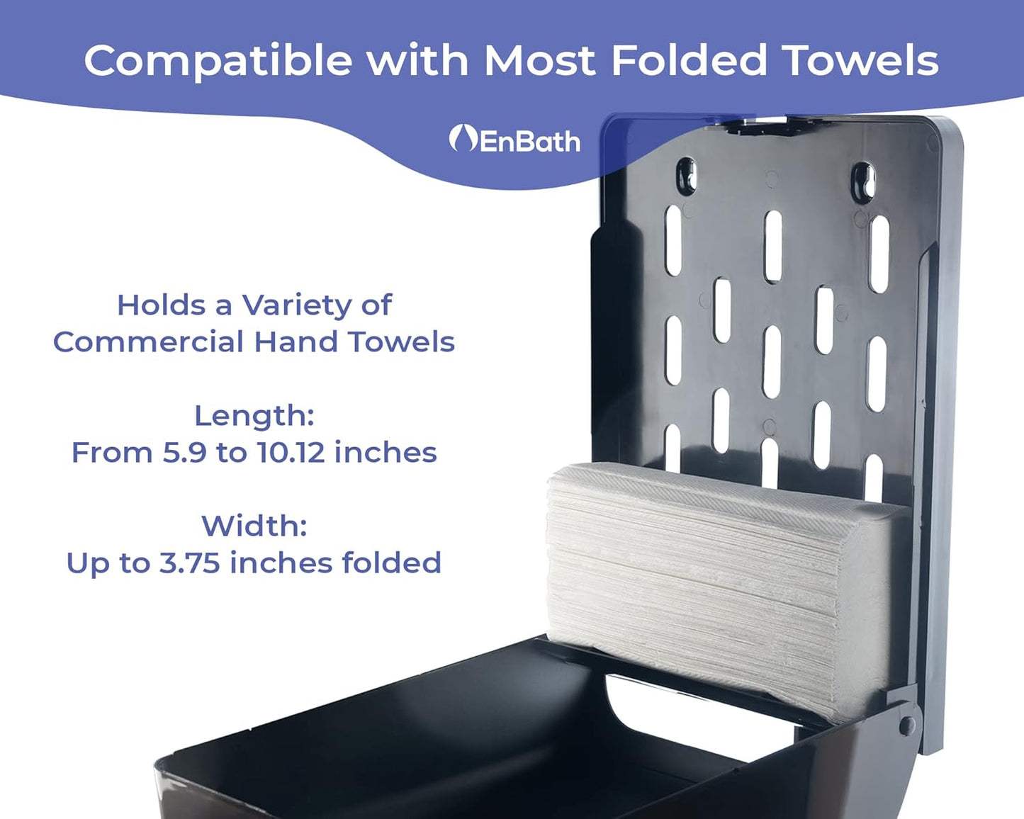 Commercial Paper Towel Dispenser Wall Mount, Holds 500 Multifold, Trifold, Z Fold, C Fold Hand
